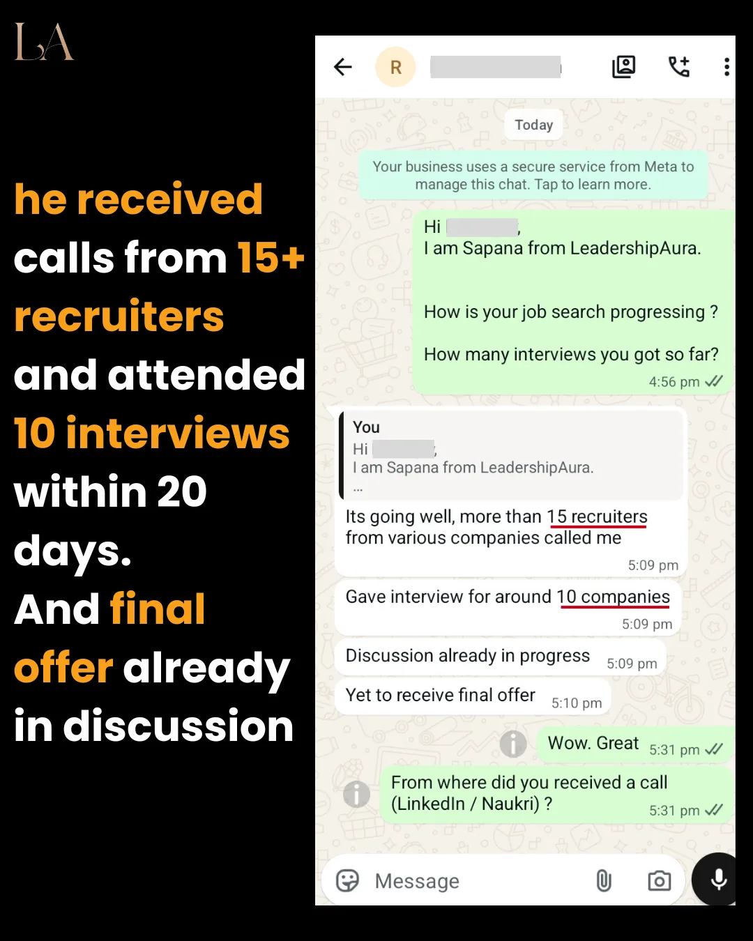 Calls from 15+ recruiters and 10 interviews within 20 days. Final offer in discussion.